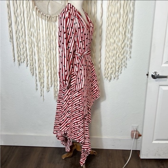 Lip Print Wrap Dress by The Archives July 4th Red and White Stripes Style Dress - Picture 7 of 7